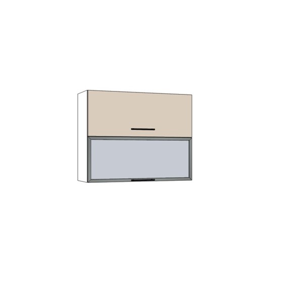 Horná skrinka EXPRES WFLG9002 š90 x v72cm s výklopnými dvierkami, 1x sklenená výplň, 1x DTD - sand mat